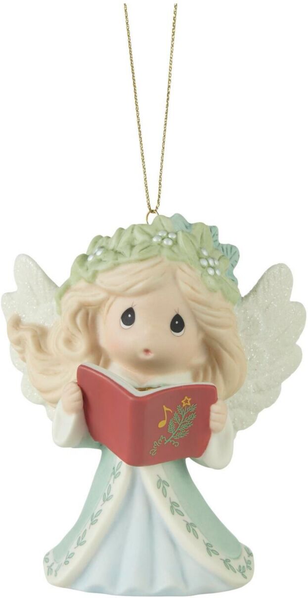 Precious Moments Wishing You Joyful Sounds of The Season Annual Angel Bisque Porcelain Ornament - Multicolored