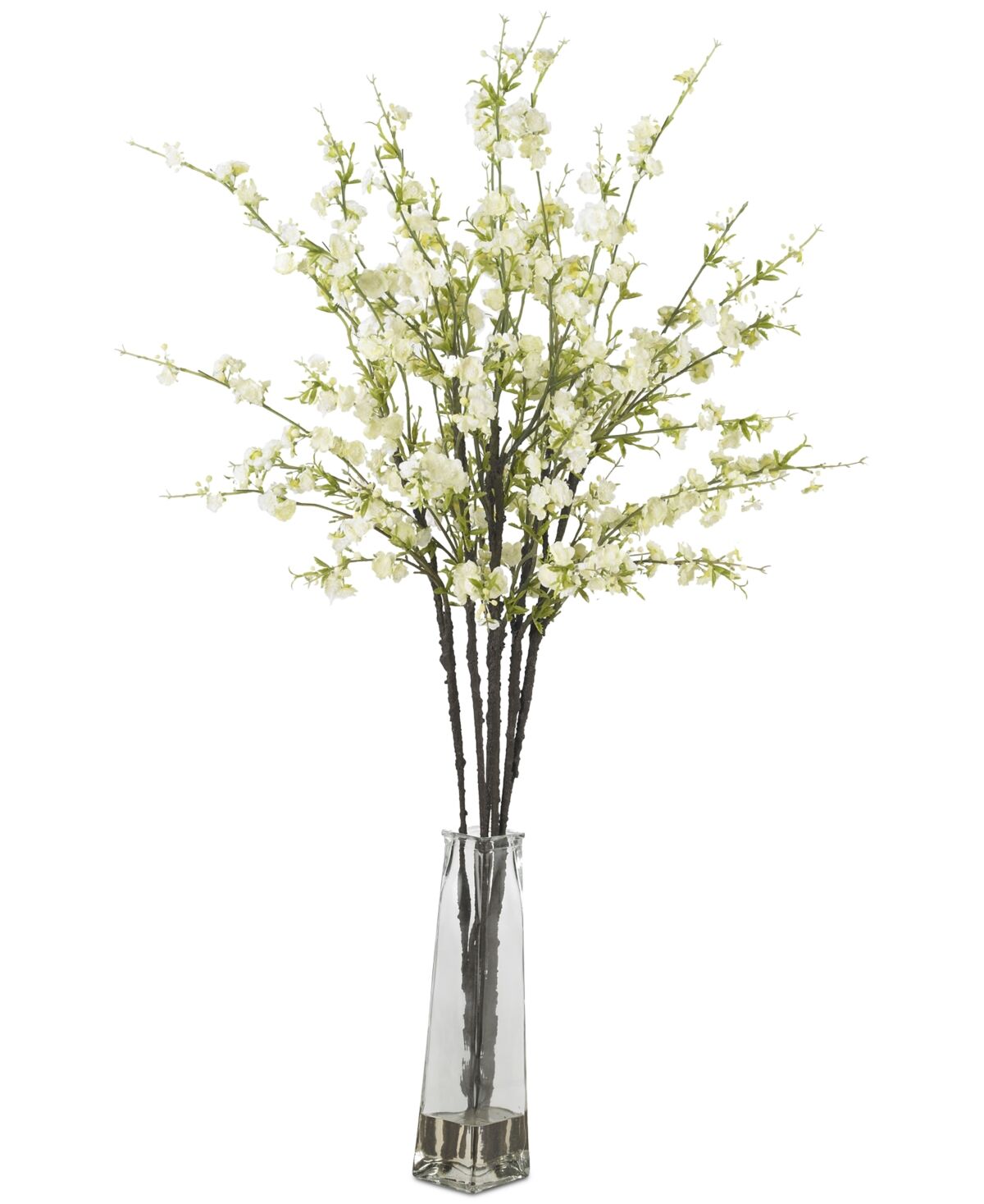 Nearly Natural Cherry Blossom Artificial Flower Arrangement in Vase - White