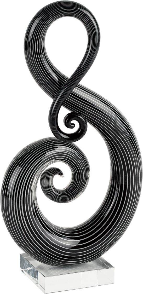 Badash Crystal Black And White Note Art Glass Sculpture - Multi