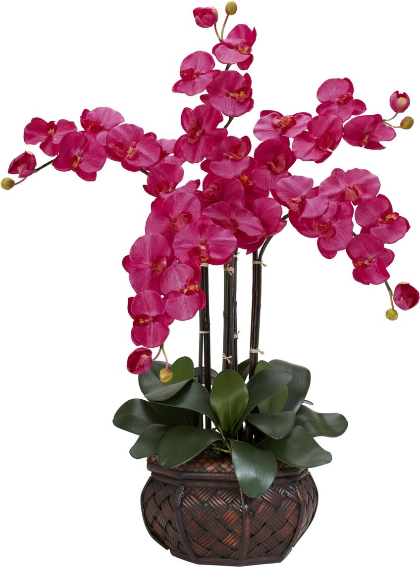 Nearly Natural Phalaenopsis w/Decorative Vase Silk Flower Arrangement - Beauty