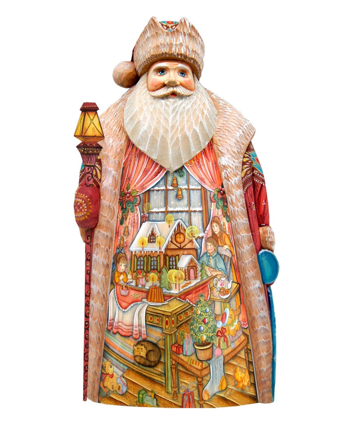 G.DeBrekht Woodcarved Family Christmas Night Santa Figurine - Multi