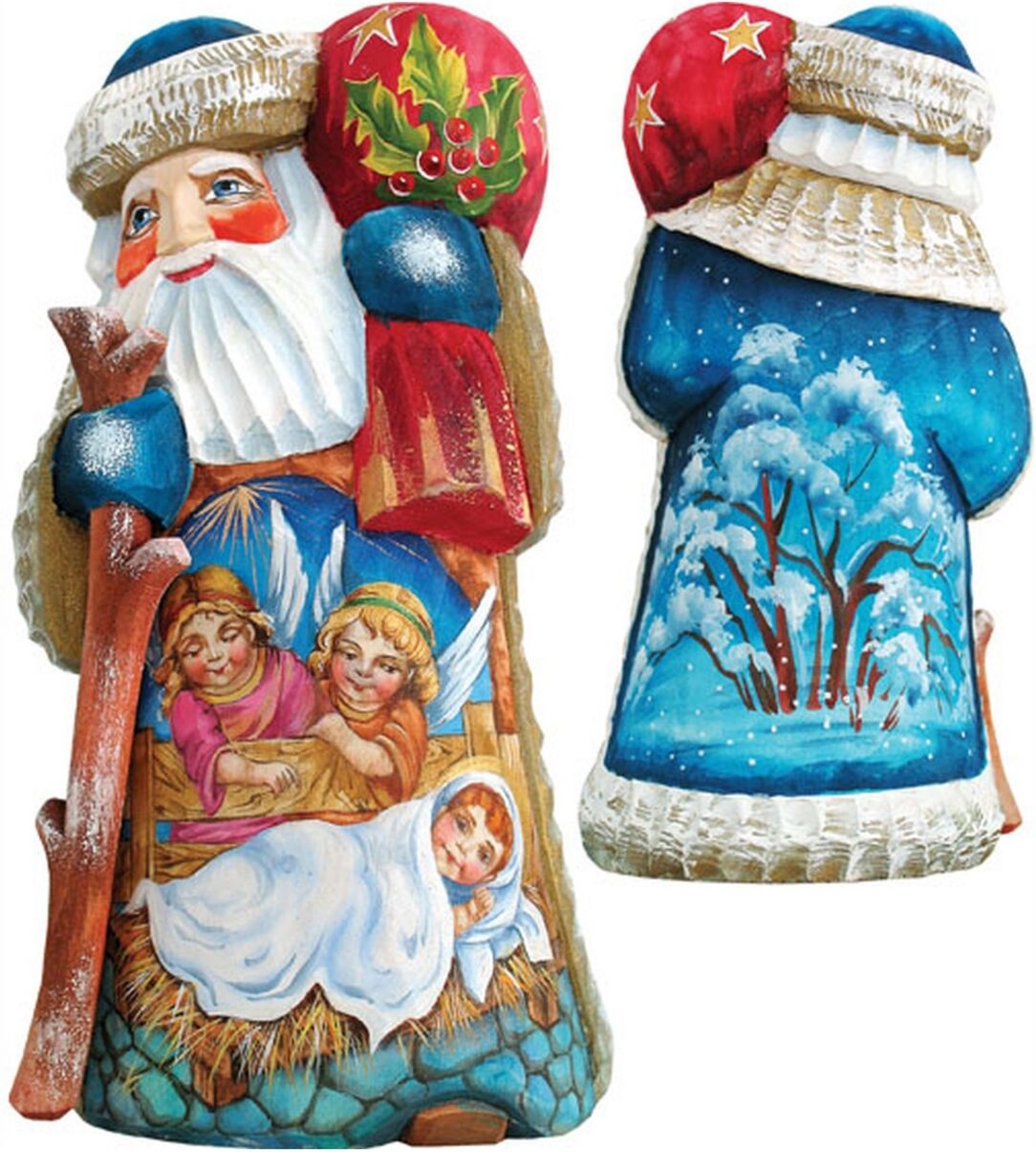 G.DeBrekht Woodcarved and Hand Painted Watchful Eyes Santa Figurine - Multi