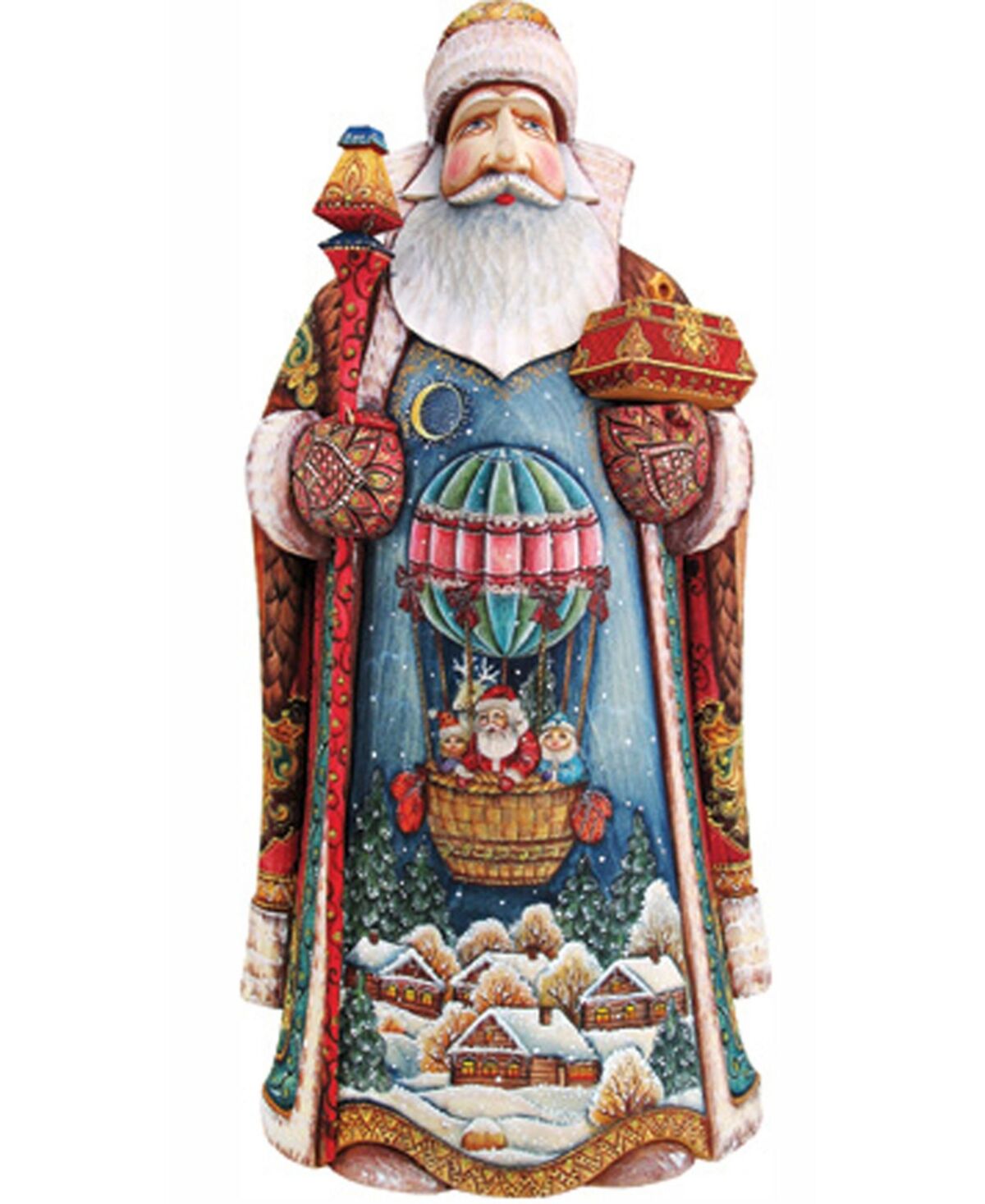G.DeBrekht Woodcarved and Hand Painted Balloon Ride Santa Figurine - Multi