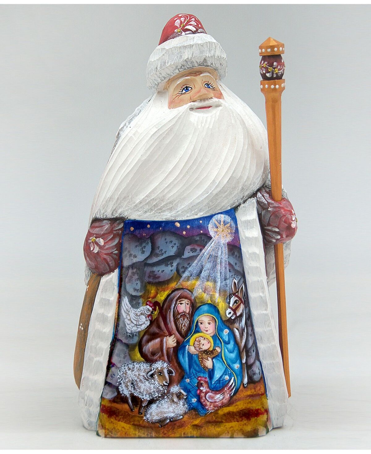G.DeBrekht Woodcarved Hand Painted Nativity Santa Figurine - Multi