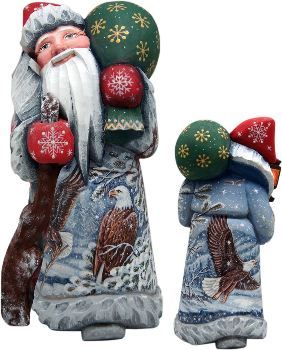 G.DeBrekht Woodcarved Hand Painted Santa Eagle Santa Masterpiece Signature Figurine - Multi