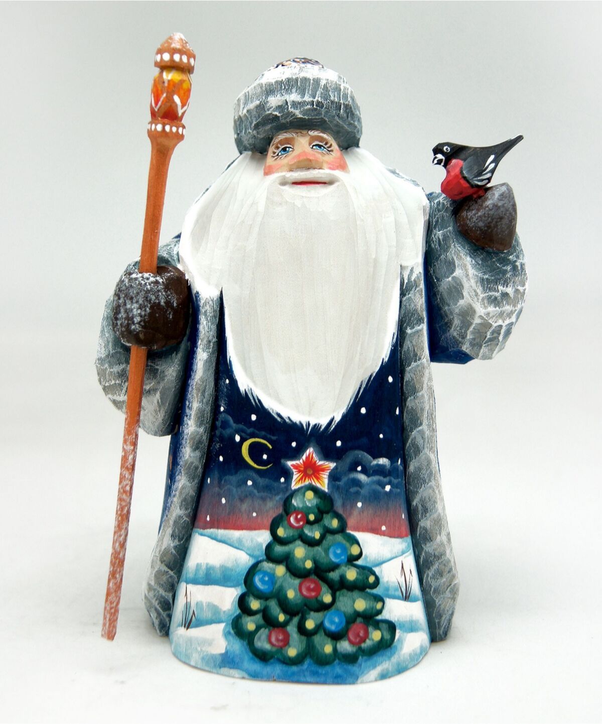 G.DeBrekht Woodcarved Hand Painted Christmas Tree Santa Figurine - Multi