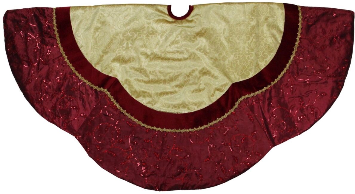 Northlight Scalloped Sequined Christmas Tree Skirt - Red