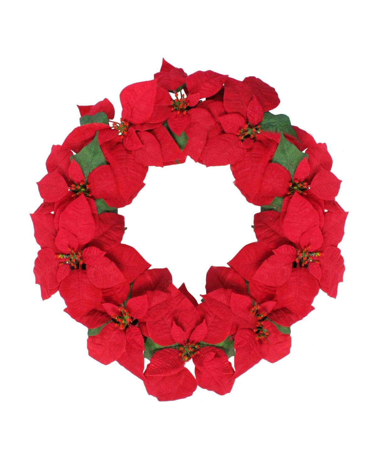 Northlight Unlit Artificial Poinsettia Flower Christmas Wreath - Red