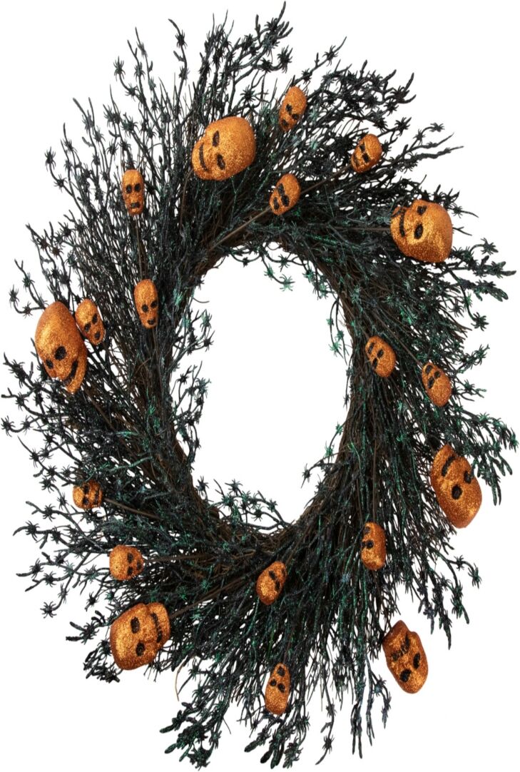 Northlight Skulls and Spiders Halloween Twig Wreath 22