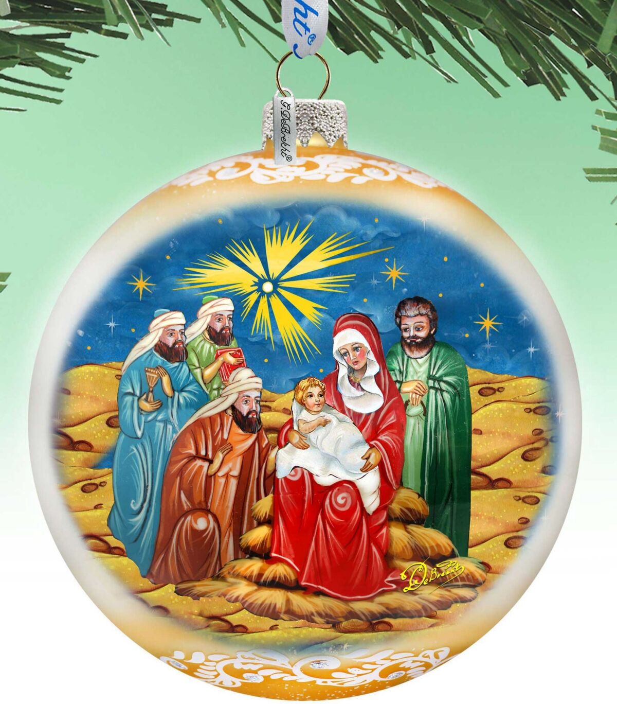 Designocracy Holy Family and Three Kings Lg Holiday Glass Collectible Ornaments G. DeBrekht - Multi Color