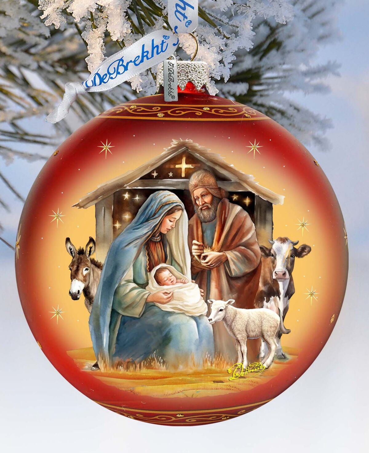 Designocracy Born Under Bright Star Nativity Lg Glass Collectible Ornaments G. DeBrekht - Multi Color