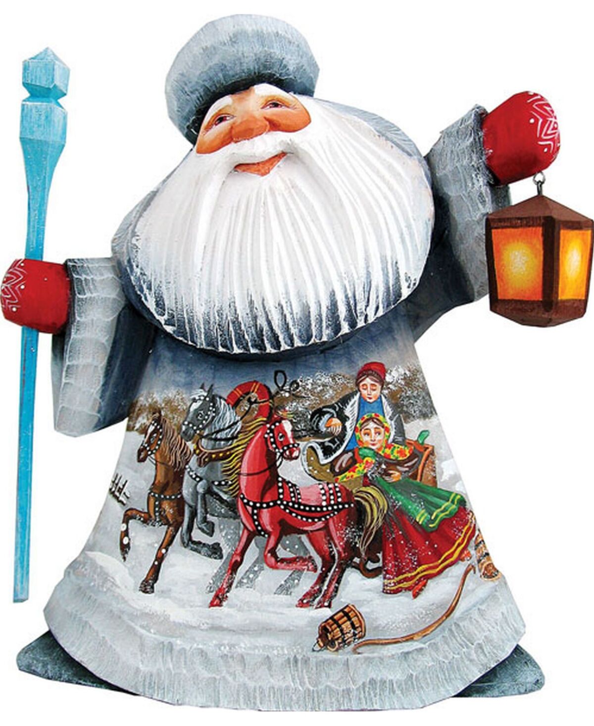 G.DeBrekht Woodcarved and Hand Painted Santa Dashing Nights Figurine - Multi