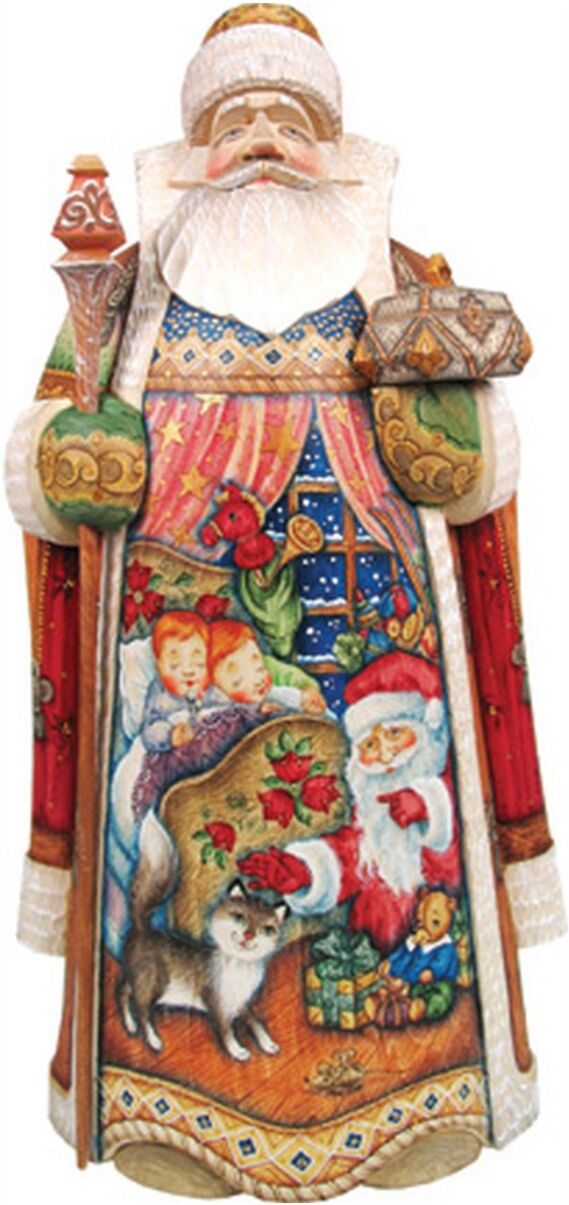 G.DeBrekht Woodcarved and Hand Painted All Through The House Santa Claus Figurine - Multi