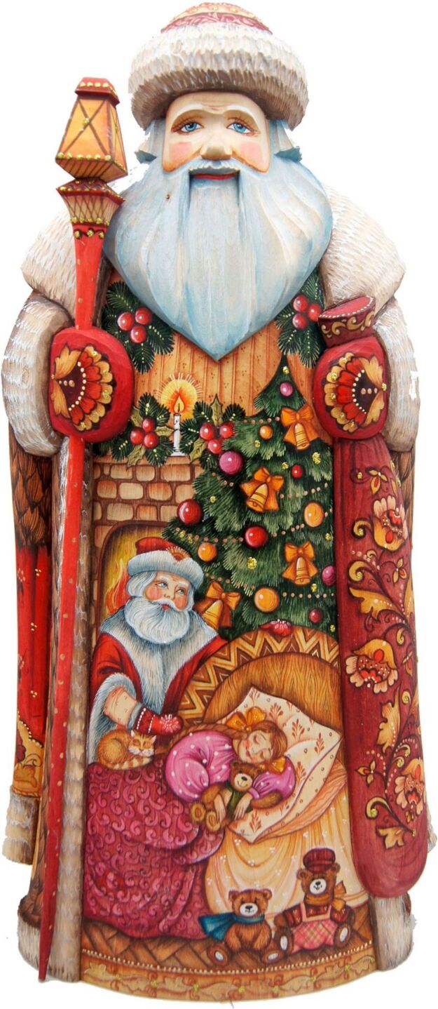 G.DeBrekht Woodcarved and Hand Painted Night Before Christmas Santa Claus Figurine - Multi