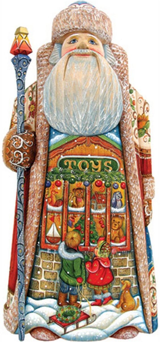 G.DeBrekht Woodcarved Wishes Santa Figurine - Multi