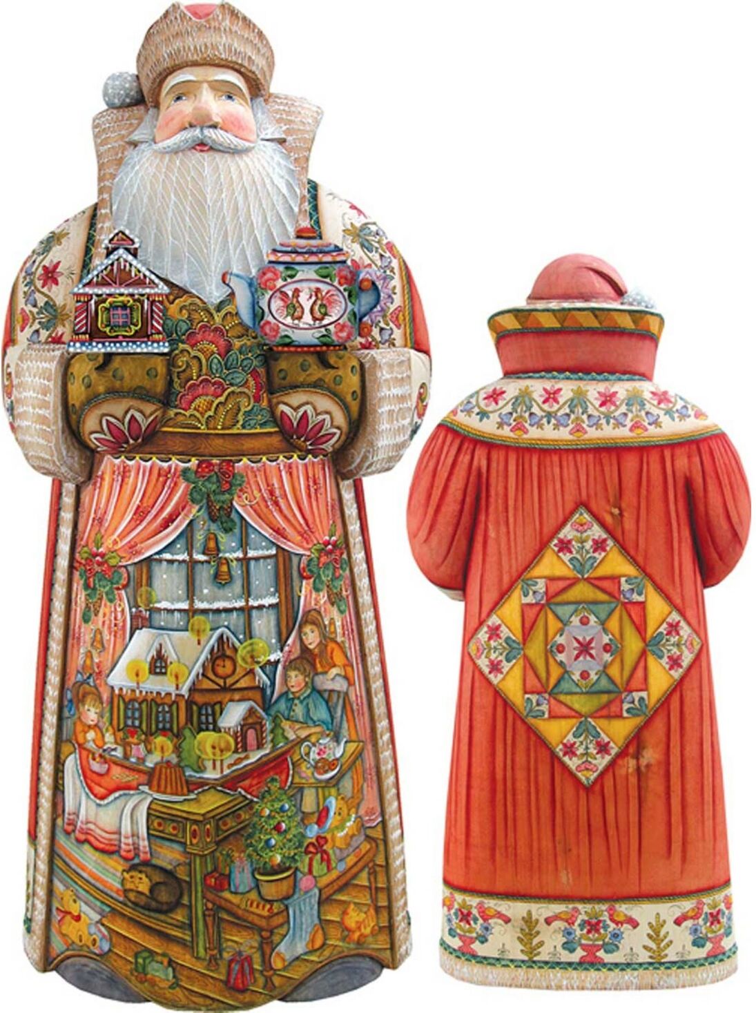 G.DeBrekht Woodcarved and Hand Painted Sweet Celebration Santa Claus Figurine - Multi