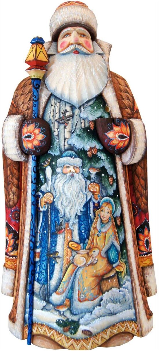 G.DeBrekht Woodcarved and Hand Painted Father Frost Santa Claus Figurine - Multi