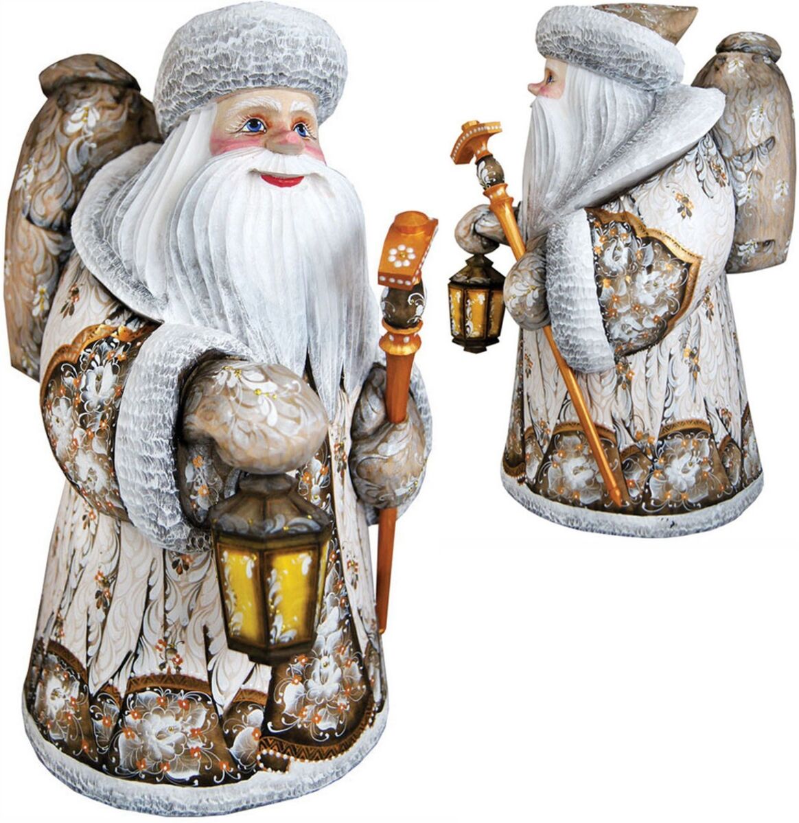 G.DeBrekht Woodcarved Hand Painted Ornamental Santa Figurine - Multi