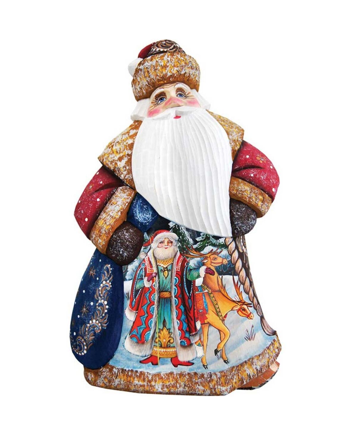 G.DeBrekht Woodcarved Hand Painted Courier Dancing Santa Figurine - Multi