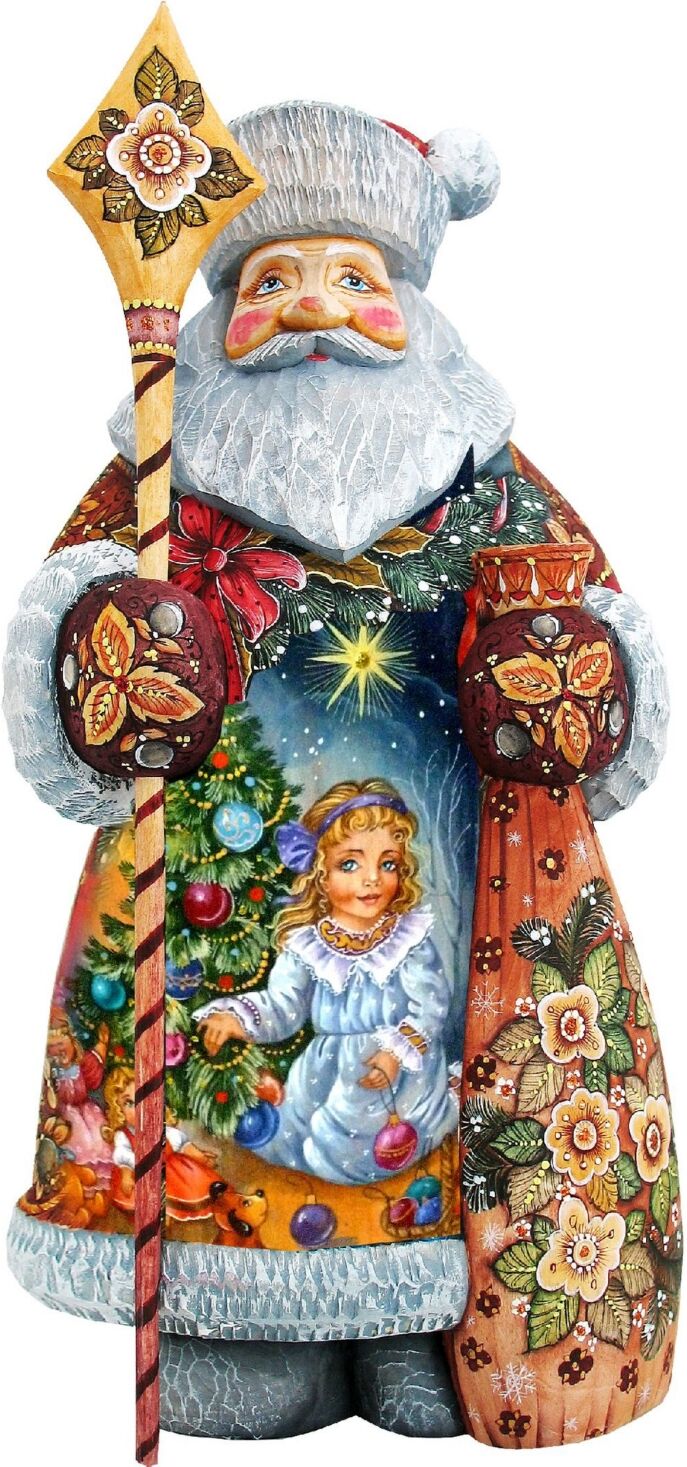 G.DeBrekht Woodcarved Hand Painted Nutcracker Clara Santa Figurine - Multi