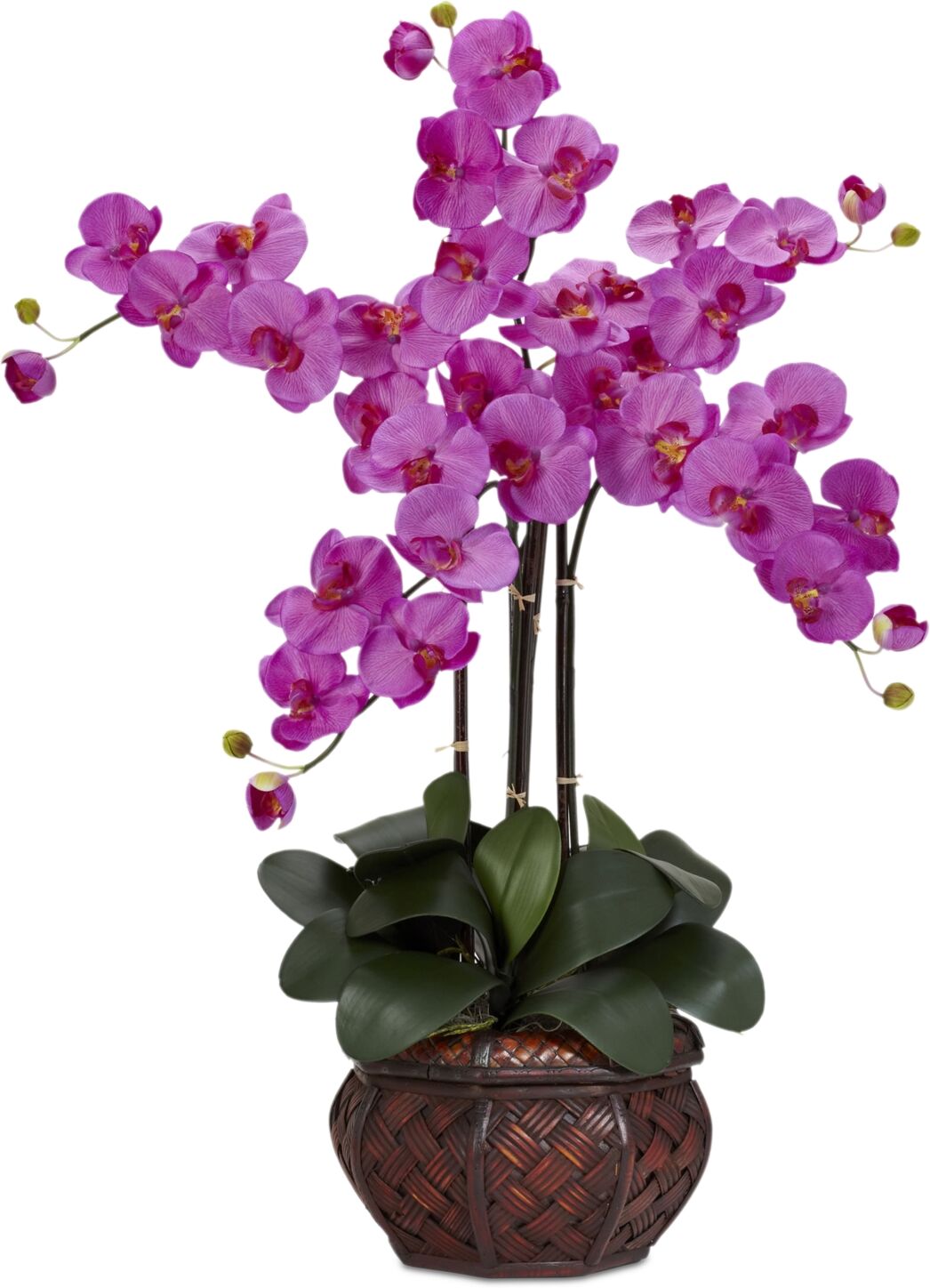 Nearly Natural Phalaenopsis Orchid Artificial Flower Arrangement in Decorative Vase - Dark Pink