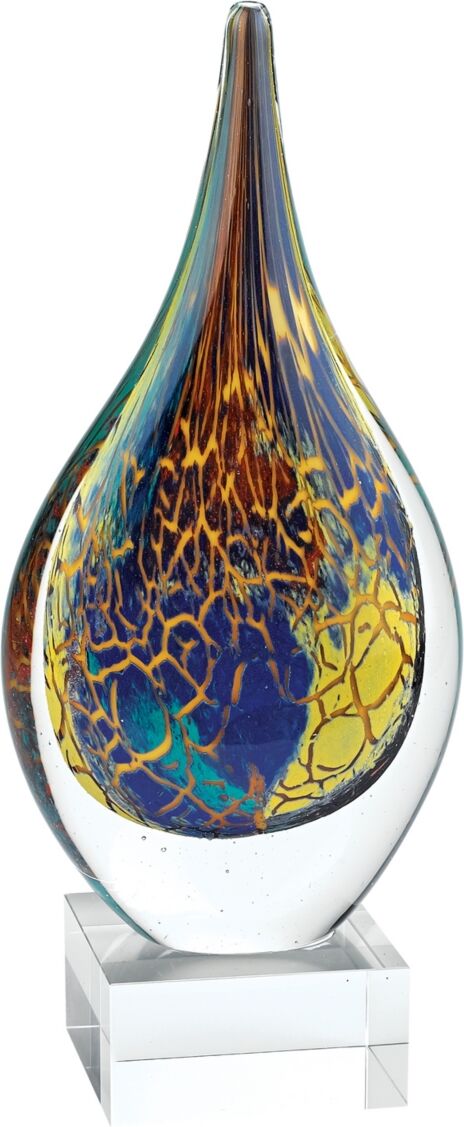 Badash Crystal Firestorm Teardrop Art Glass Sculpture - Multi