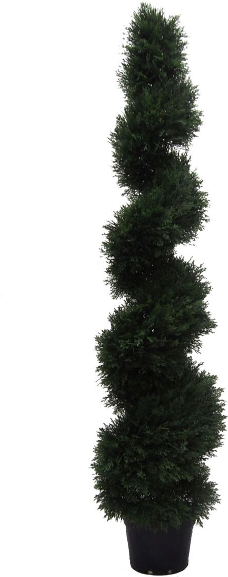 Vickerman 5' Artificial Potted Green Cedar Spiral Tree, Uv Resistant