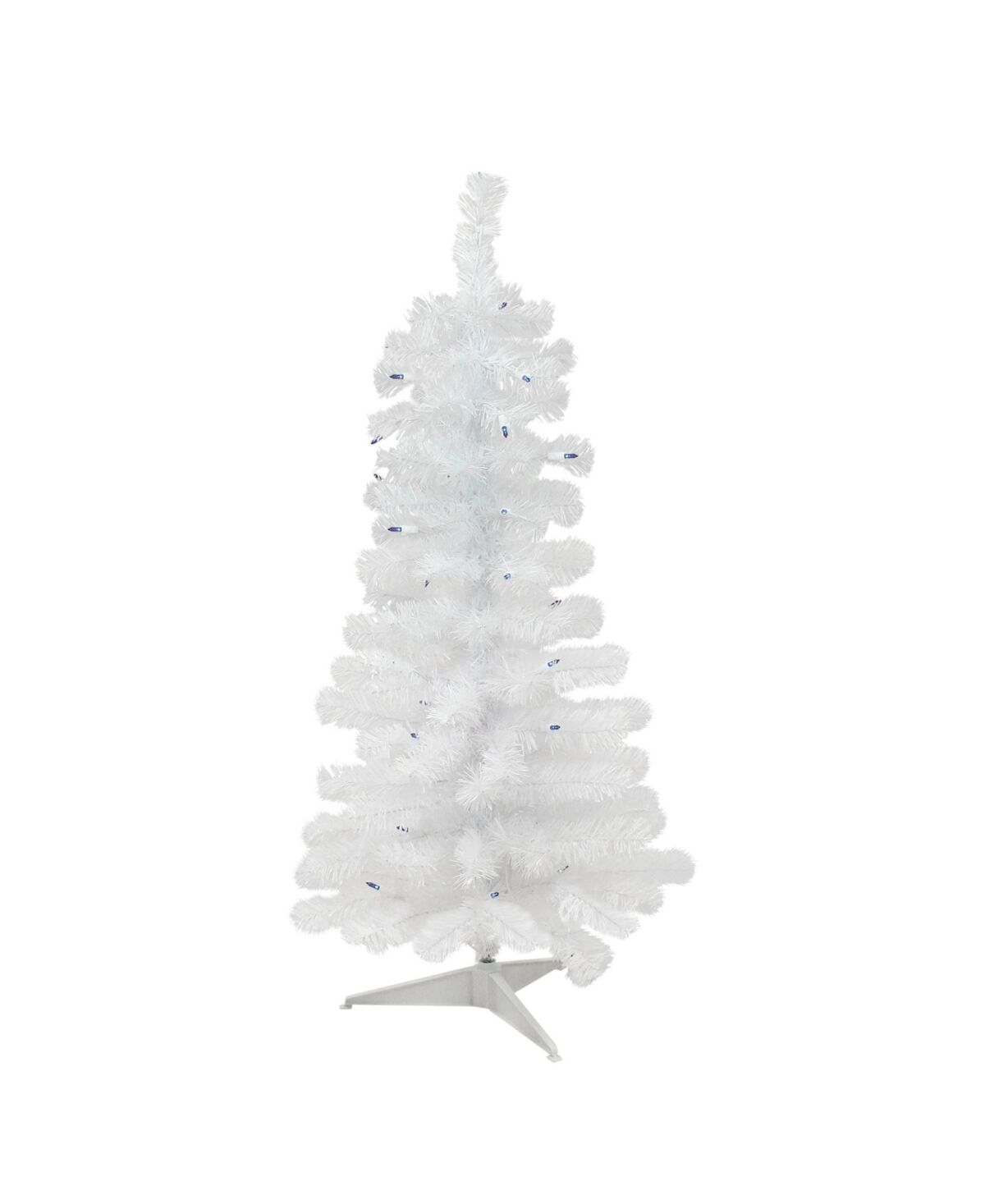 Northlight 3' Pre-Lit White Pine Slim Artificial Christmas Tree - Blue Lights - White