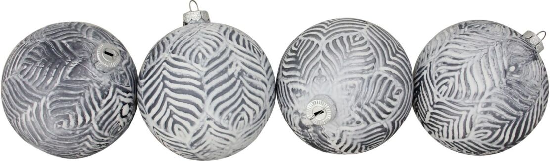 Northlight 4ct Pewter Silver and White Antique Style Glass Ball Christmas Ornaments 4