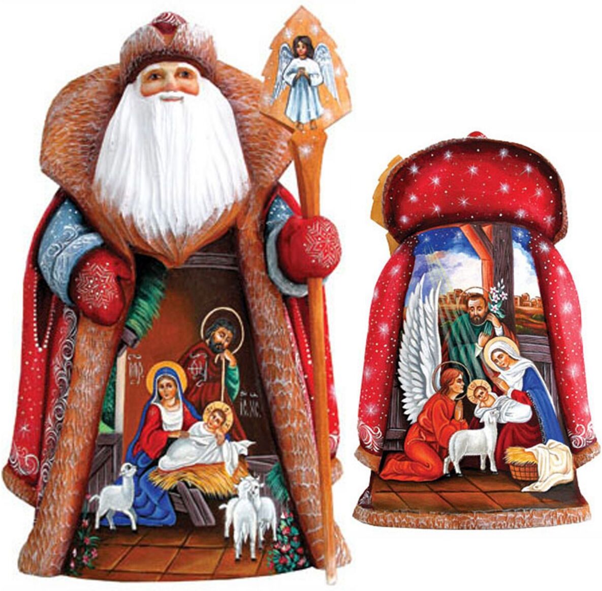 G.DeBrekht Woodcarved and Hand Painted Message of Faith Santa Figurine - Multi