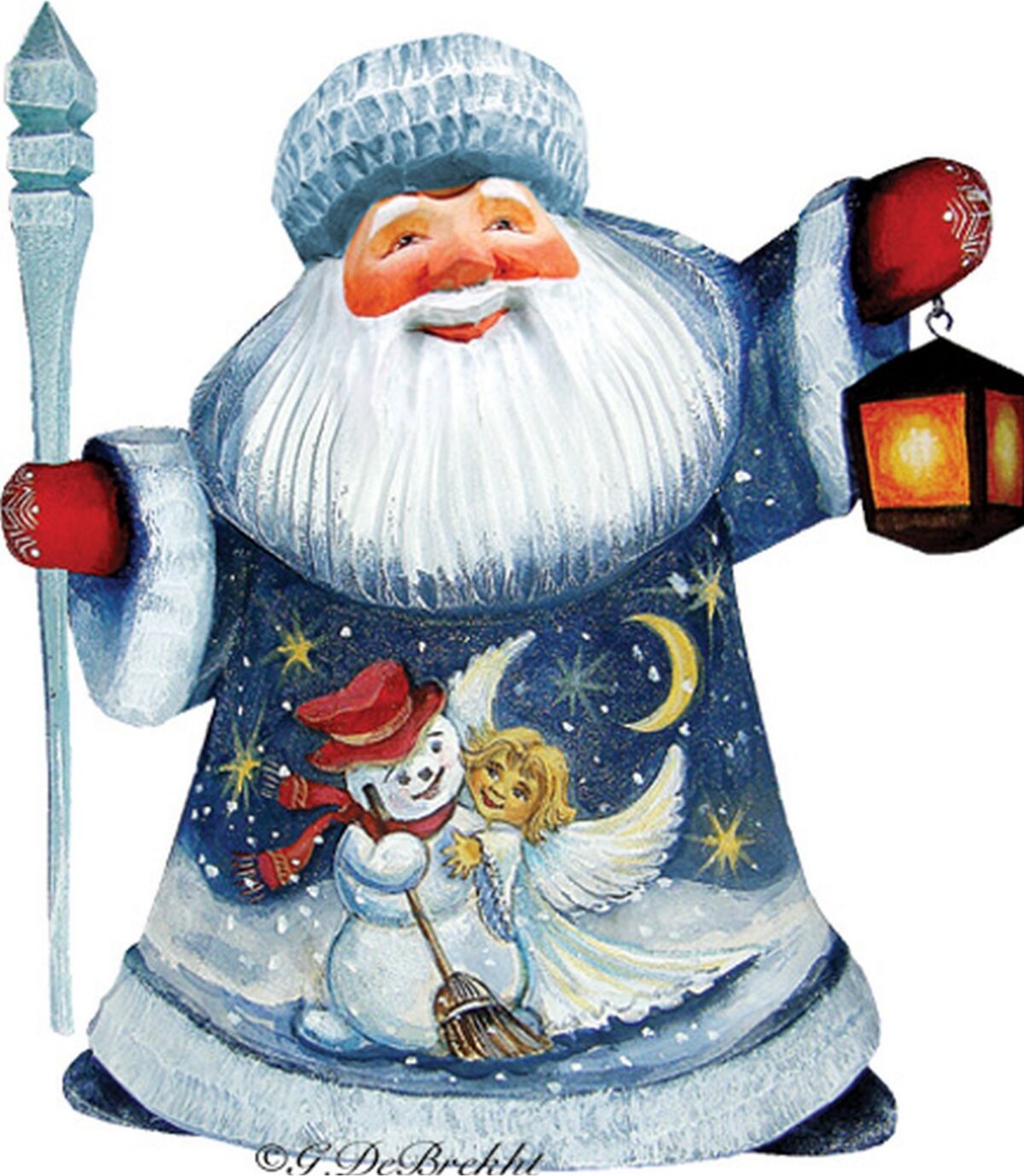 G.DeBrekht Woodcarved and Hand Painted Santa Happy Couple Figurine - Multi