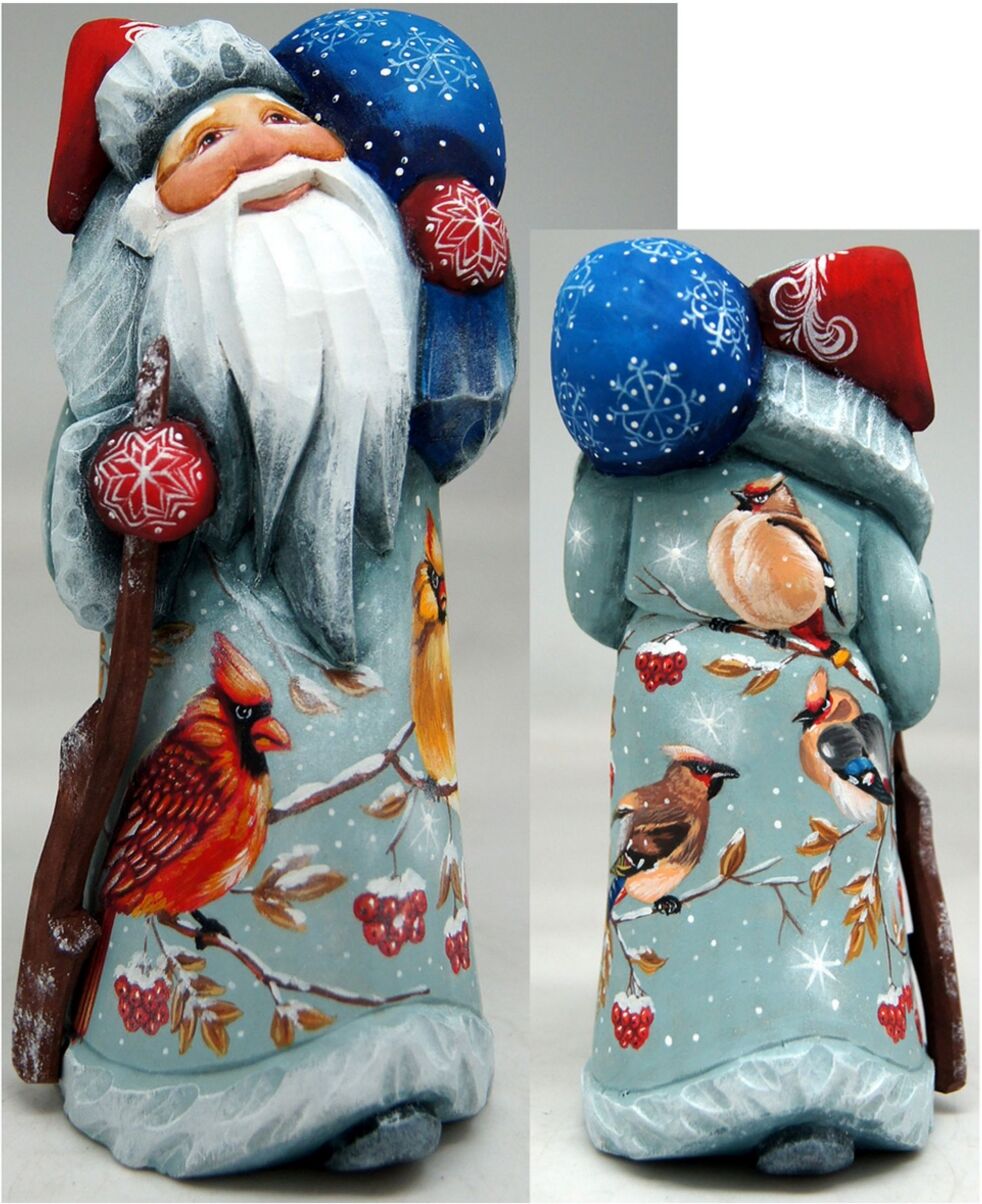 G.DeBrekht Woodcarved and Hand Painted Cardinals Santa Masterpiece Signature Figurine - Multi