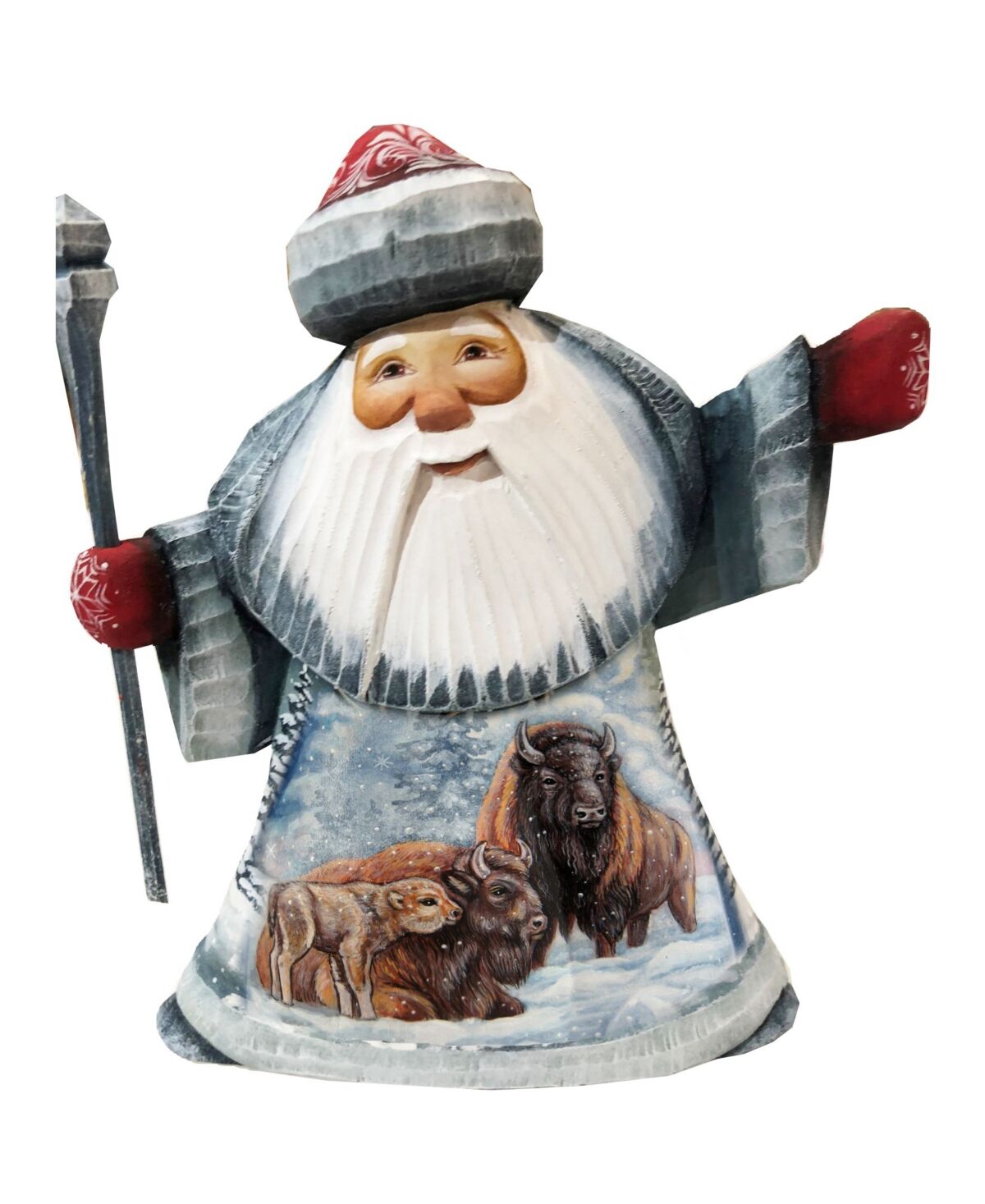 G.DeBrekht Woodcarved and Hand Painted Santa Buffalo Father Frost Santa Figurine - Multi
