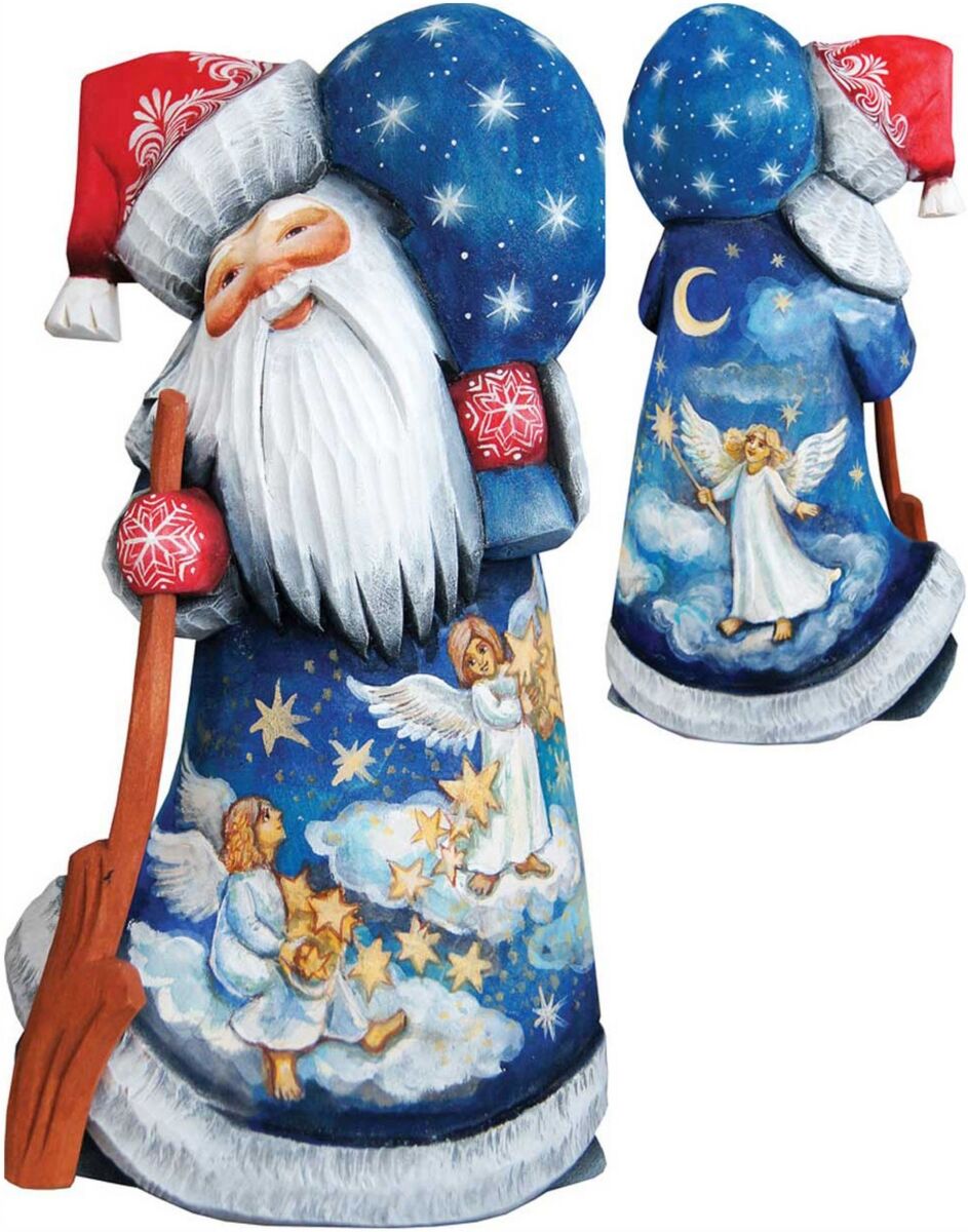 G.DeBrekht Woodcarved Hand Painted Guarding Stars Santa Figurine - Multi