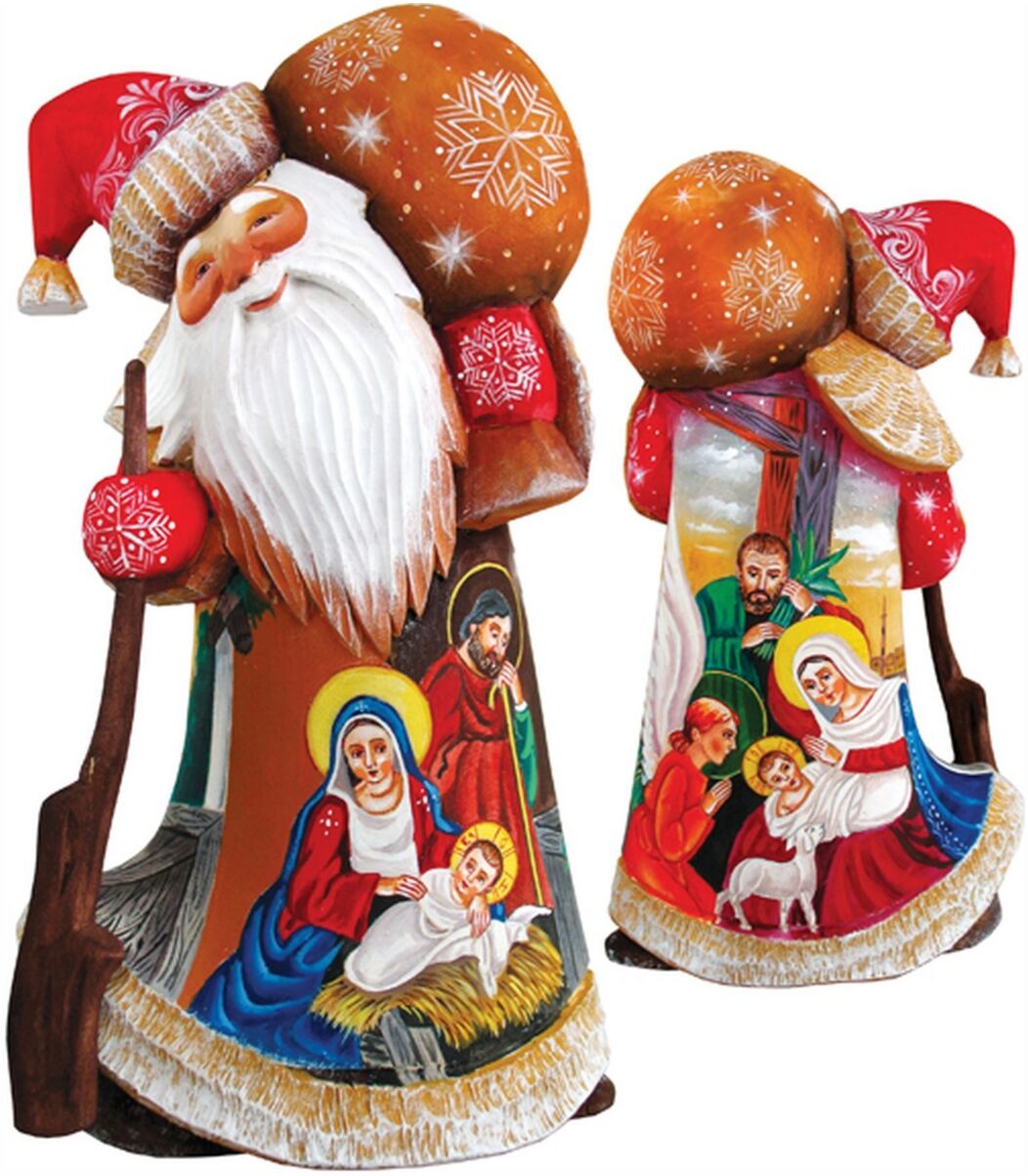 G.DeBrekht Woodcarved Hand Painted Nativity Santa Figurine - Multi