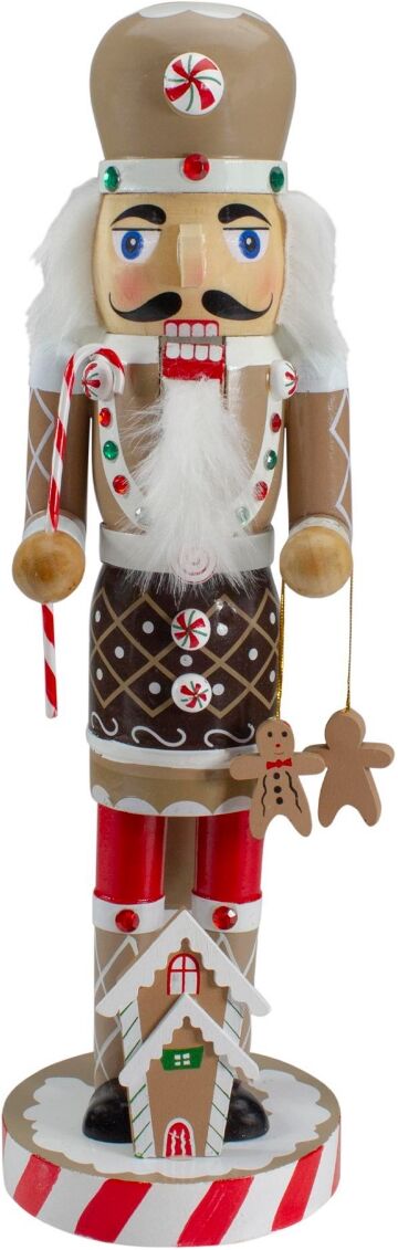 Northlight Wooden Christmas Nutcracker Chef with Gingerbread House - Beige