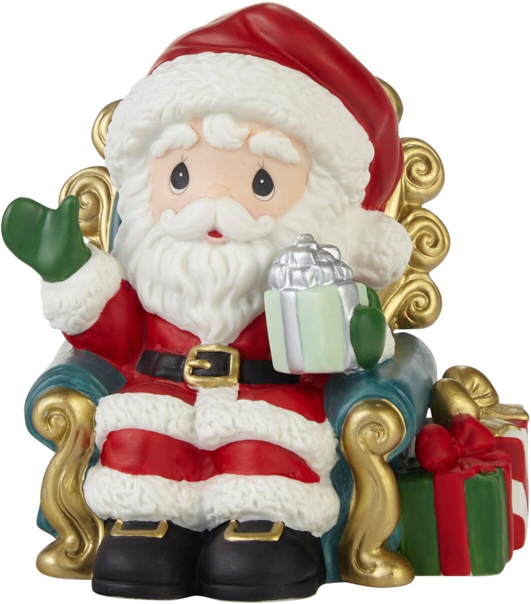 Precious Moments Santa's Here Bringing Cheer Annual Santa Bisque Porcelain Figurine - Multicolored