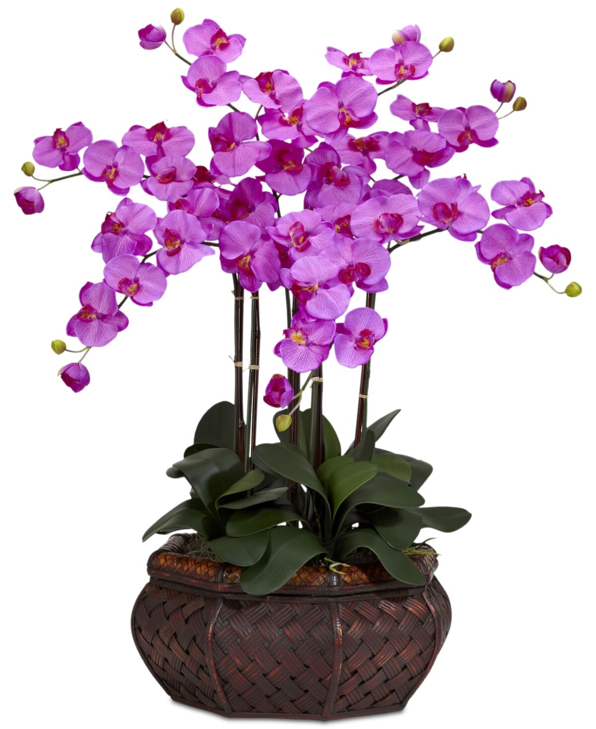 Nearly Natural Large Phalaenopsis Orchid Artificial Flower Arrangement in Decorative Vase - Dark Pink