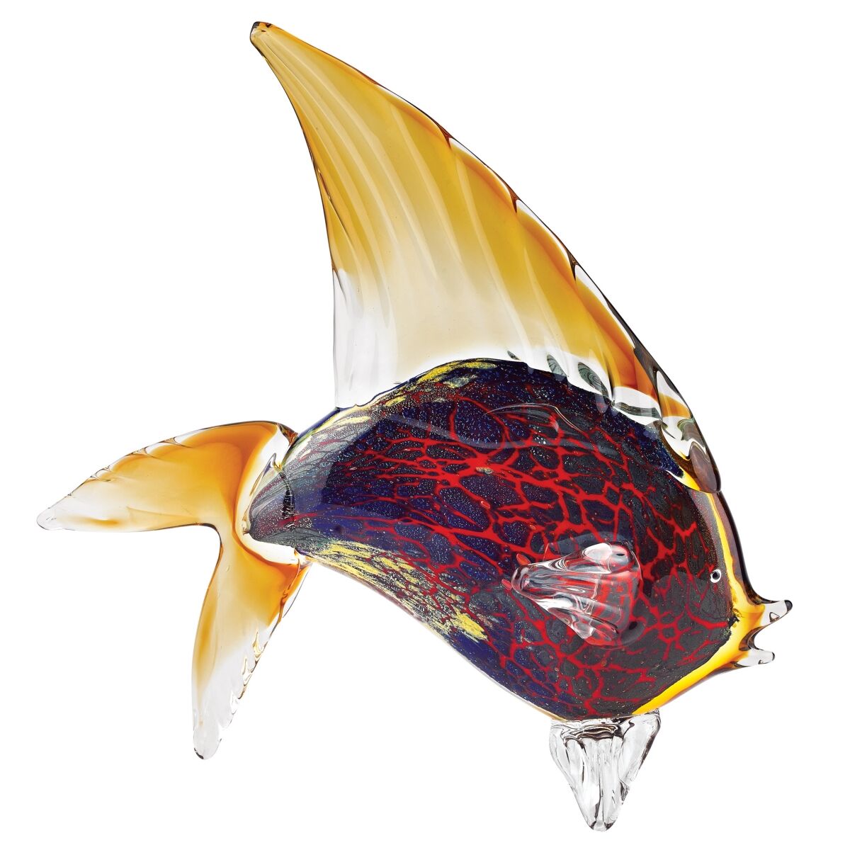 Badash Crystal Murano Style Firestorm Fish Art Glass Sculpture - Multi