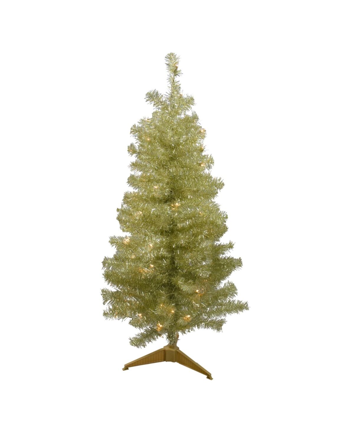 Northlight 4' Pre-Lit Gold Iridescent Tinsel Slim Artificial Christmas Tree - Clear Lights - Gold