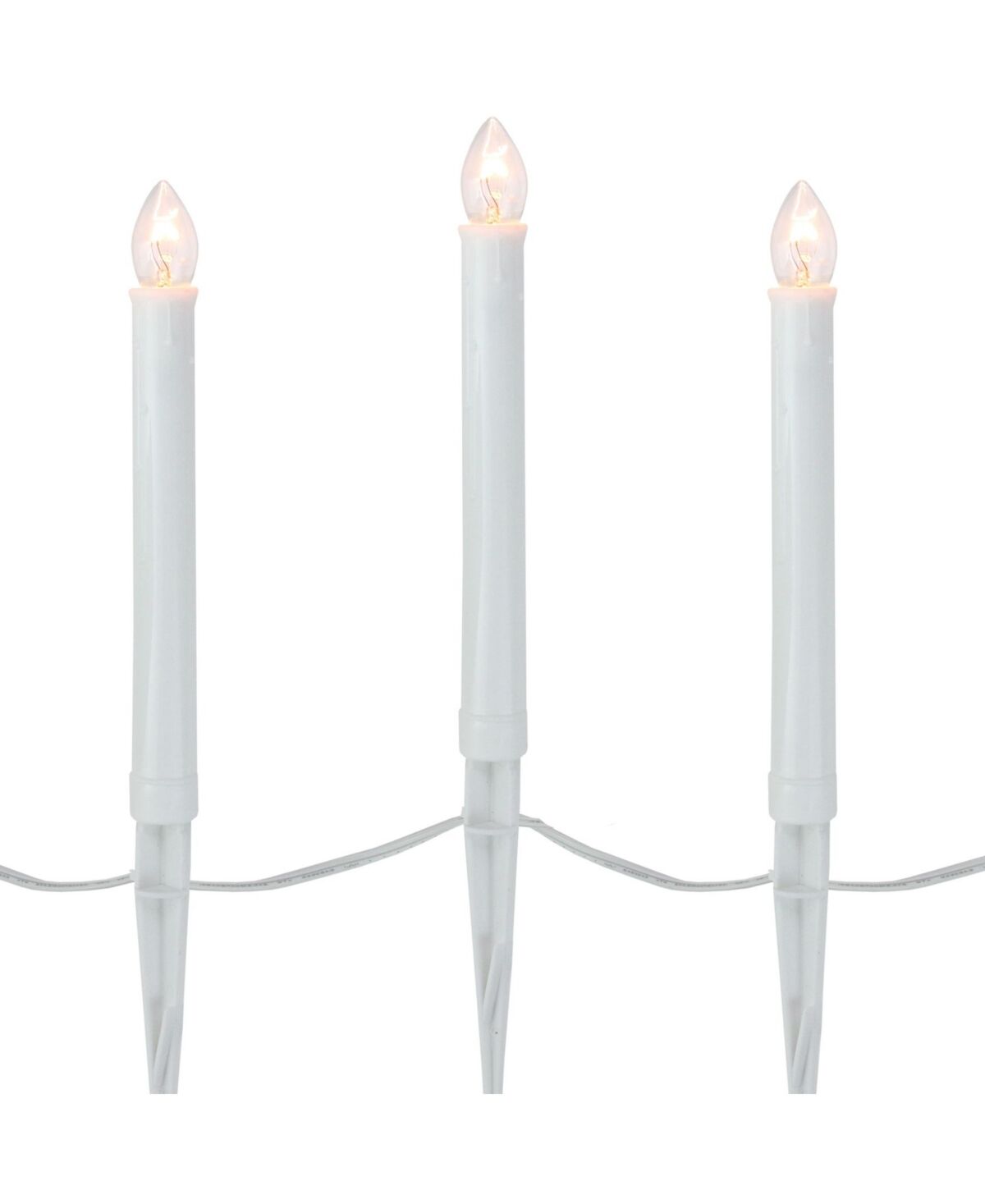 Northlight Set of 10 Lighted C7 Candle Christmas Pathway Markers - Clear Lights - White