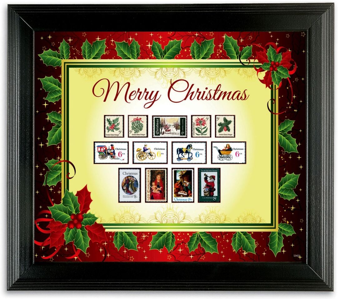 American Coin Treasures Framed Vintage Christmas Stamps - Multi