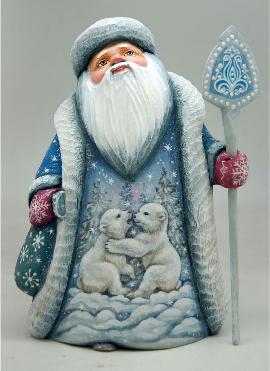 G.DeBrekht Woodcarved Playful Bears Santa Figurine - Multi