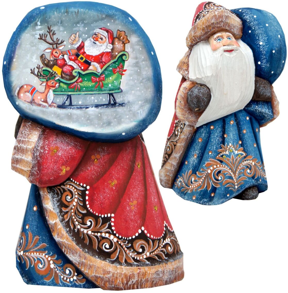 G.DeBrekht Woodcarved and Hand Painted Santa Enjoy The Moment Figurine with Bag - Multi