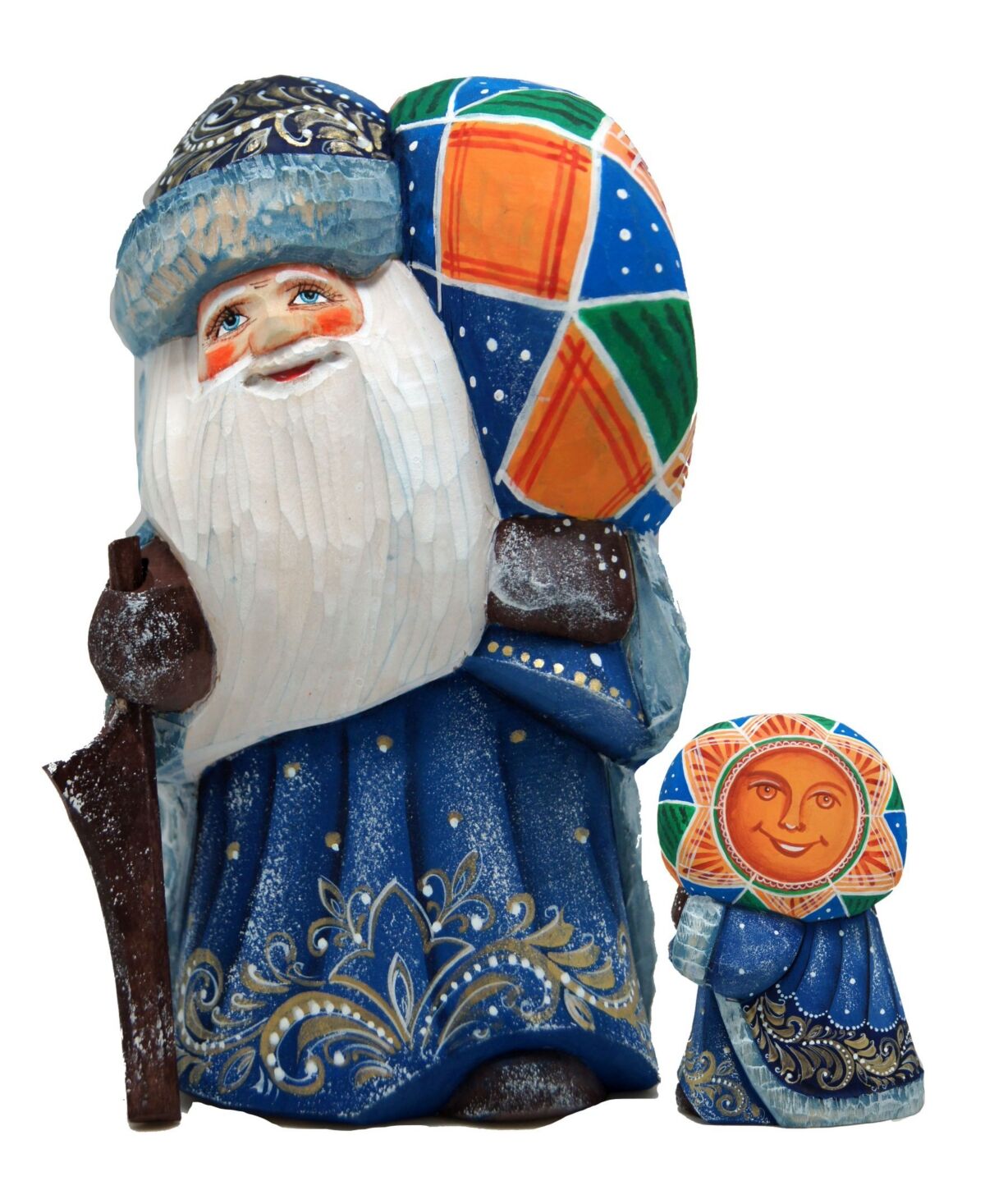 G.DeBrekht Woodcarved Hand Painted Sunshine Santa Figurine - Multi