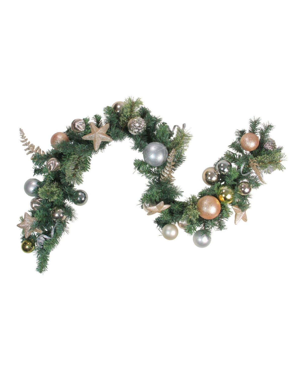 Northlight Unlit Gold Tone Leaves Ornaments with Stars Artificial Christmas Garland - Gold