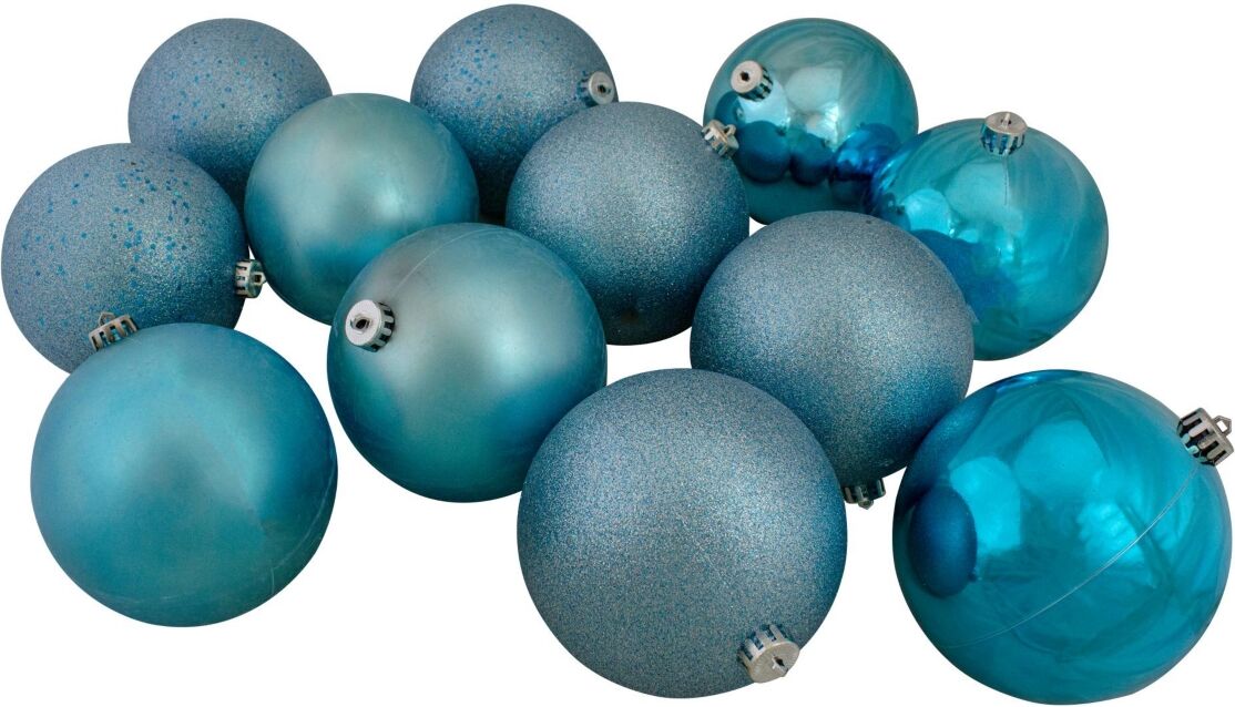 Northlight 12 Count Shatterproof 4-Finish Christmas Ball Ornaments - Blue