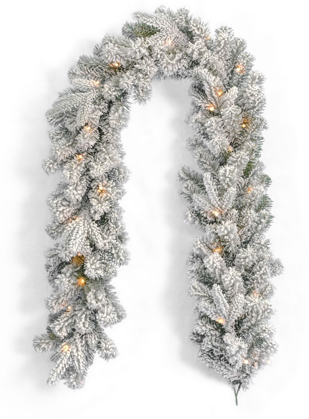 Seasonal Estes Pine 3 Piece Front Door Kit, Flocked 24' Pre-Lit Pe, Pvc Wreath 2 6' Garlands, Battery Operated Led - White