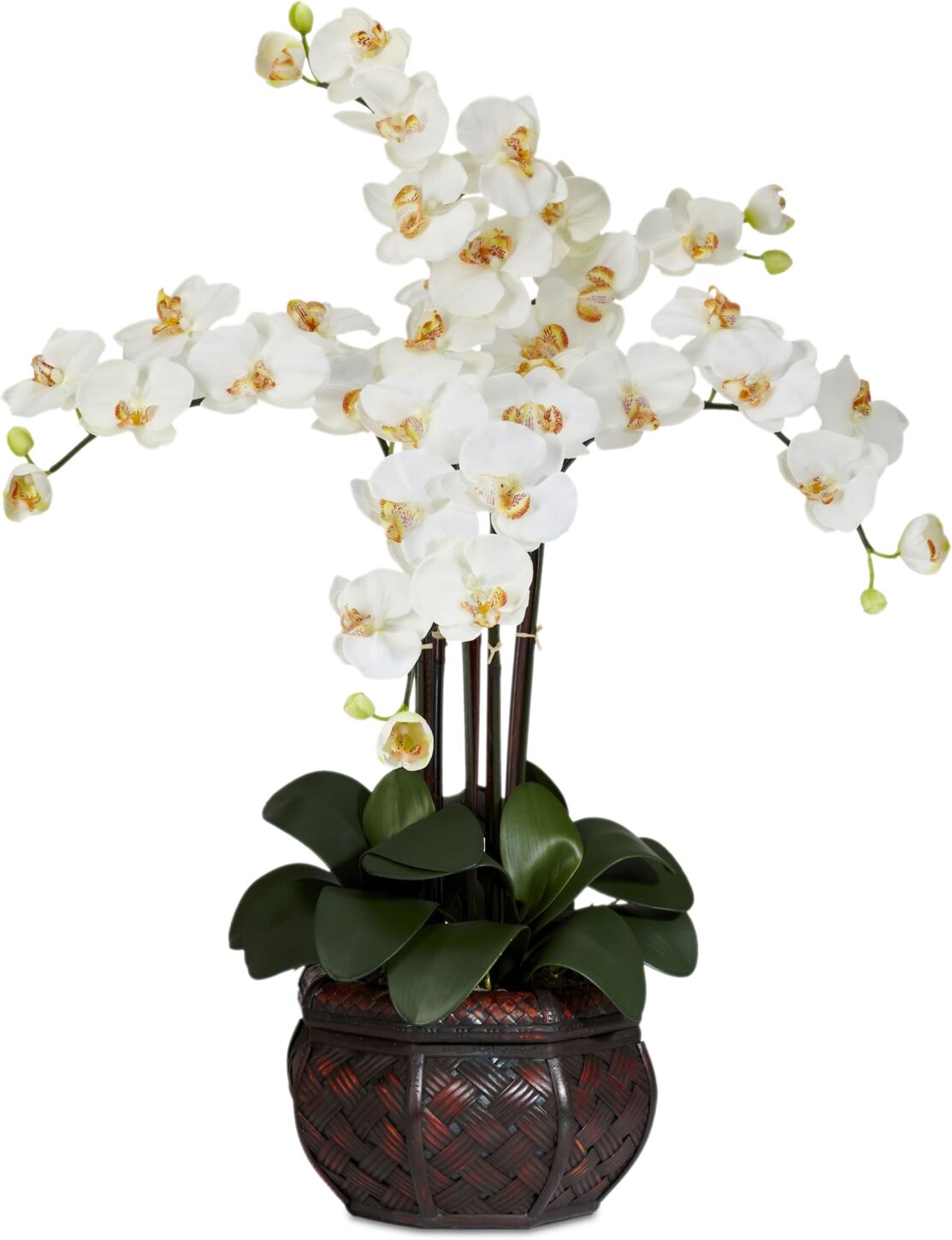 Nearly Natural Phalaenopsis Orchid Artificial Flower Arrangement in Decorative Vase - Natural