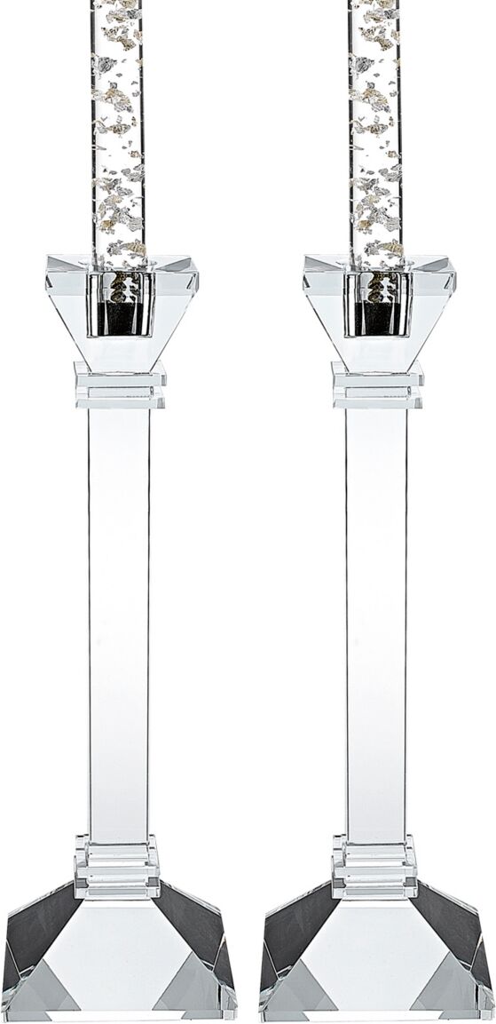 Badash Crystal Charleston Square 10 Inch Candle Holders - Set of 2 - Clear